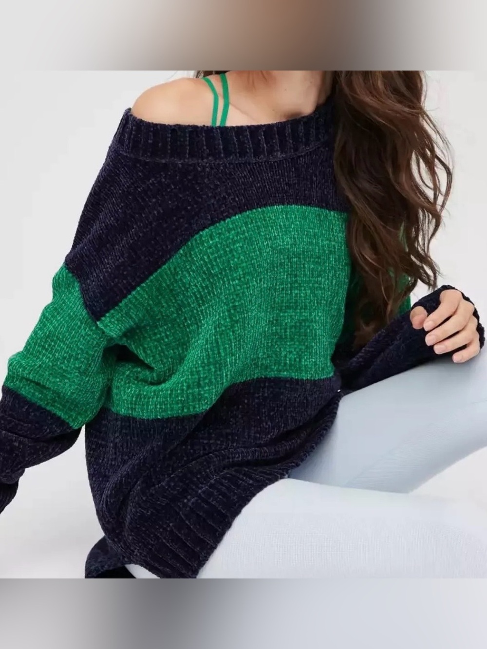 Offline by Aerie $74.95 Chenille Off Shoulder oversized Ribbed Neck Sweater